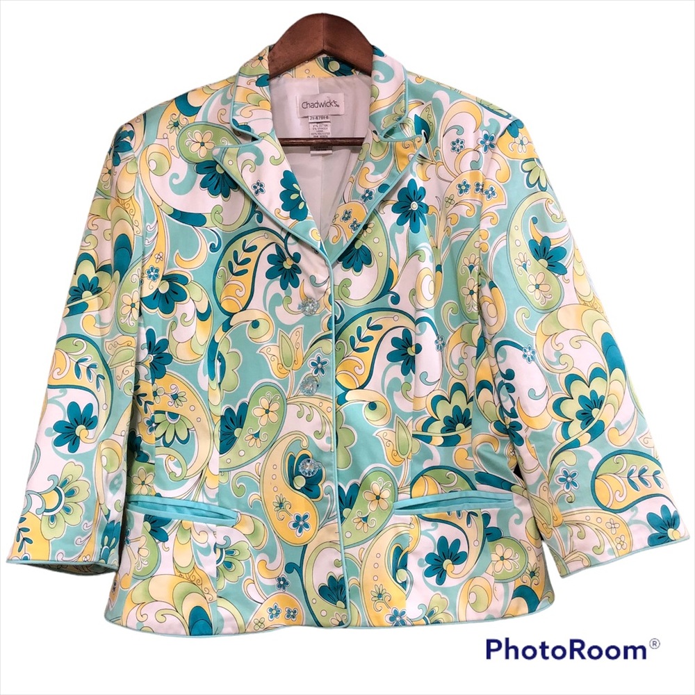 Chadwick’s Paisley & Floral Print Blazer Size 16